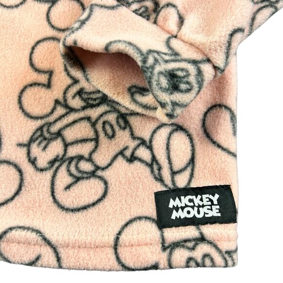 Disney Mickey Mouse Hoodie Women Size Small Pink Blush Cozy 1/4 Zip Fleece Top - Picture 8 of 12